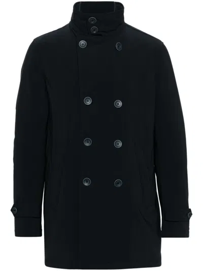 HERNO NAVY BLUE DOUBLE-BREASTED COAT