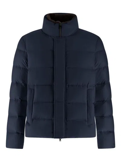 HERNO HERNO NAVY BLUE FEATHER DOWN PADDED JACKET
