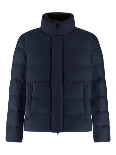 HERNO NAVY BLUE FEATHER DOWN PADDED JACKET