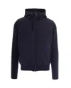 Herno Double-fabric Wool Hooded Jacket In Blue