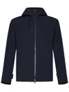 Herno Navy Blue Hooded Jacket With Double Bi-stretch Fabric