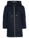 HERNO NAVY BLUE HOODED MIDI DOWN JACKET FOR WOMEN