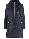 Herno Navy Blue Parka With Iridescent Effect And Slouchy Drawstring Hood In Blue