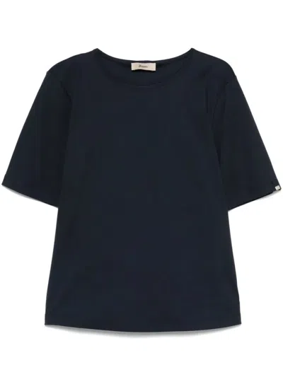 Herno Navy Blue Monogram Cotton T-shirt