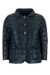 Herno Blue Down Jacket With Collar And Branded Buttons In Polyamide Woman