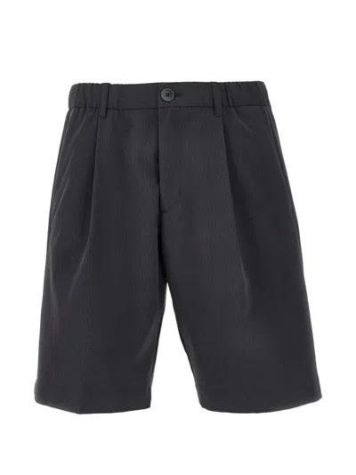 Herno Navy Blue Polyester Bermuda In Black