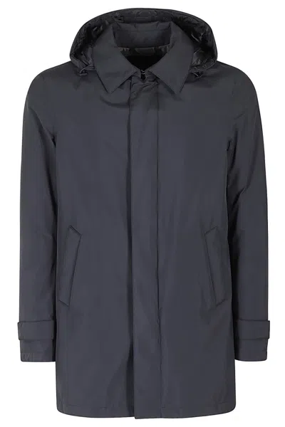 HERNO HERNO NAVY BLUE POLYESTER CARCOAT