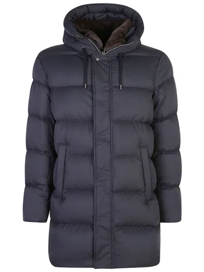 HERNO NAVY BLUE QUILTED JACKET