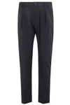 Herno Navy Blue Seersucker Drawstring Straight-leg Pants In Multi