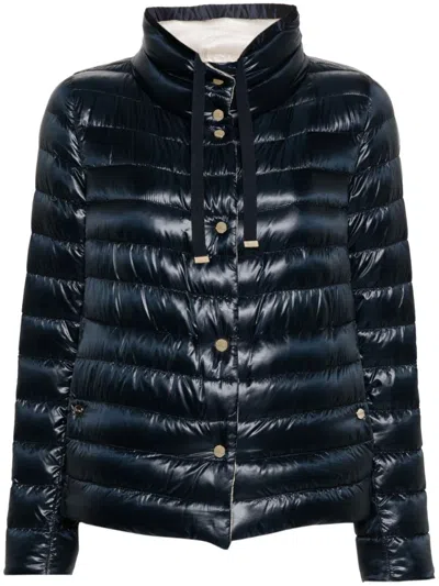 HERNO HERNO NAVY BLUE SHINY EFFECT DOWN JACKET