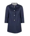 Herno Navy Blue Small High-necked Casual Jacket In Blue