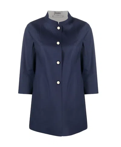 Herno Navy Blue Small High-necked Casual Jacket