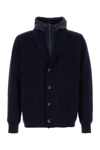 Herno Navy Blue Wool Jacket In Black