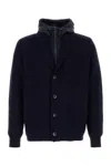 Herno Layered Wool And Technical Cardigan In Black