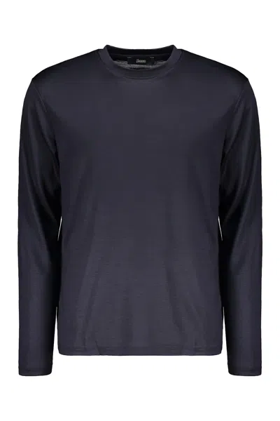 Herno Navy Classic Sweater With Long Sleeves Elegant In Blue