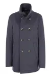 HERNO NAVY DOUBLE-BREASTED WOOL AND CASHMERE JACKET FOR MEN