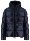 Herno Navy Quilted Down Jacket With Adjustable Hood And Elasticated Hems In Multi