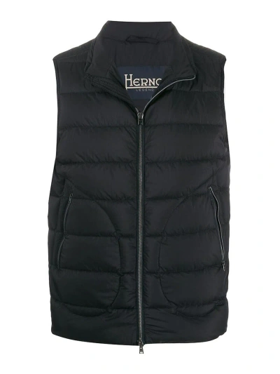 Herno Navy Zipped Padded Gilet Jacket In Blue