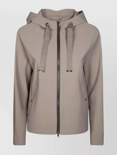 HERNO NEOPRENE HOODED JACKET SIDE POCKETS