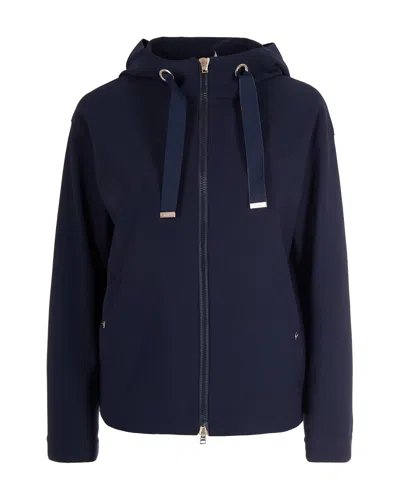 Herno Neoprene Short Hooded Jacket In Navy