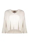 Herno Neutral Cropped Blouse With Long Sleeves In Neutral