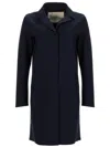 Herno Stretch Jersey Coat With Laser Cut Detailing In Blue