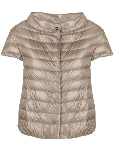 Herno Neutral Piumino Lightweight Boxy Polyamide Jacket In Brown