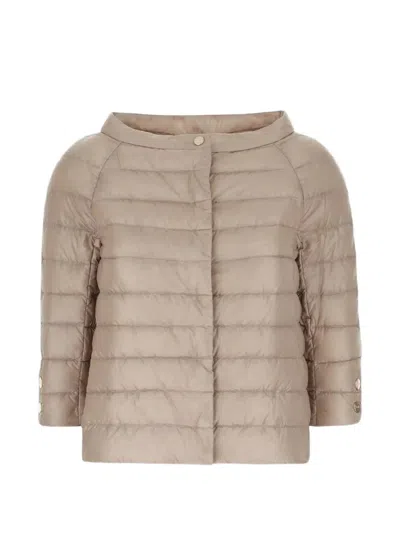 Herno Neutral Piumino Quilted Boxy Polyamide Jacket In Brown