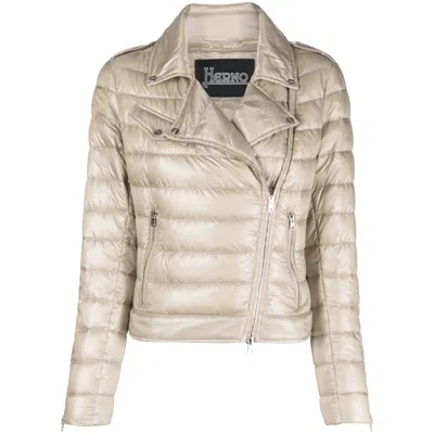 Herno Quilted Zip-up Jacket In Neutral