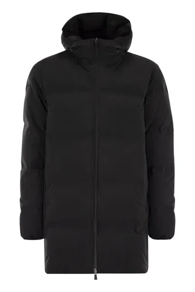 Herno New Impact Long Down Jacket With Hood In Black