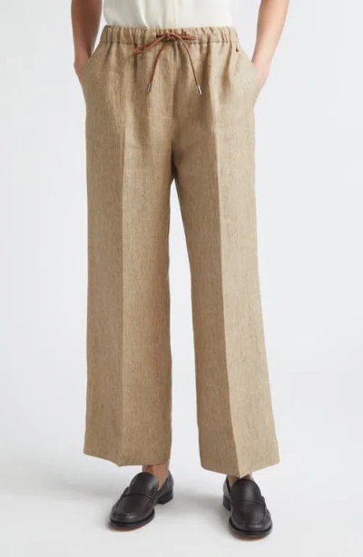 Herno New Linen Water Repellent Drawstring Pants In Neutral