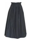 Herno Blue New Techno Taffeta Flared Skirt In Blue