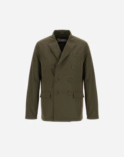 Herno New Techno Taffeta Blazer In Military Green