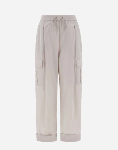 Herno New Techno Taffeta' カーゴパンツ In Grey Pearl