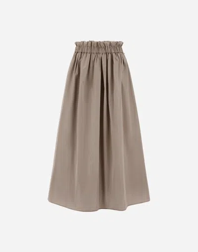 Herno New Techno Taffeta Skirt In Brown