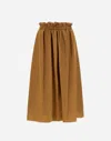 Herno New Techno Taffeta Skirt In Camel