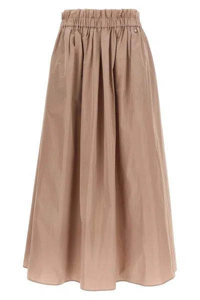 Herno New Techno Taffeta Skirt In Brown