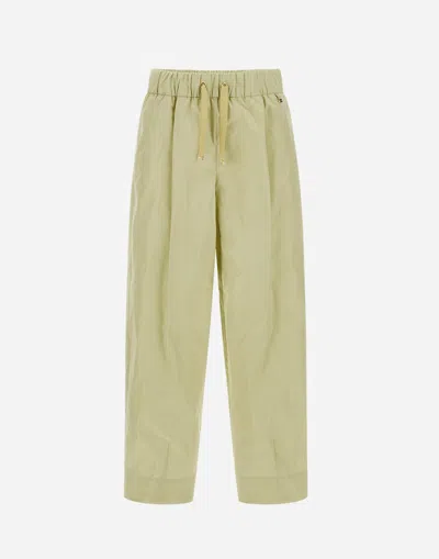 Herno New Techno Taffeta Trousers In Ivory