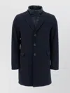 Herno Notch Lapel Long Sleeve Flap Pocket Coat In Blue