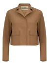 Herno Notched-collar Cropped Jacket In Brown