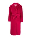Herno Notched-collar Faux-shearling Coat In Red
