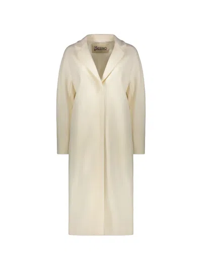 Herno Notched-collar Single-breasted Coat In Neutral