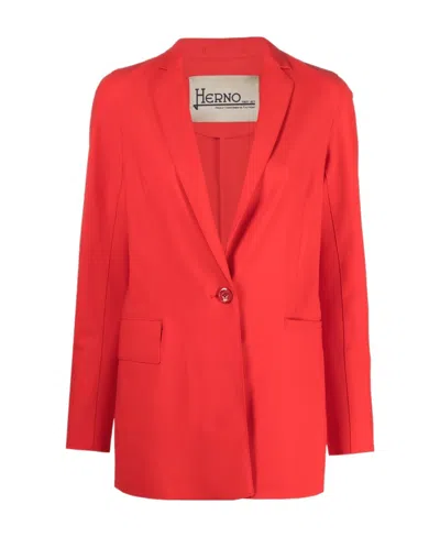 Herno Notched-lapels Single-breasted Blazer In Red
