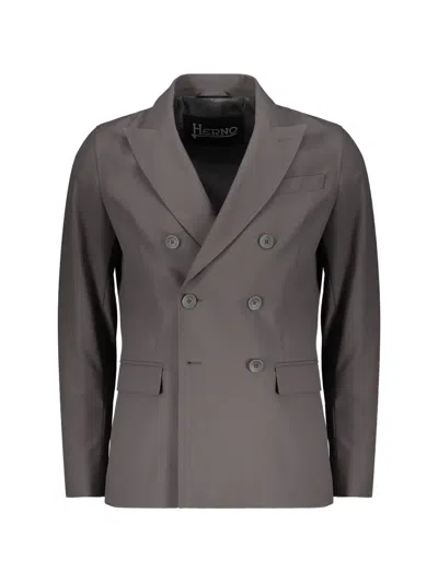 Herno Notch-lapel Double-breasted Blazer In Gray