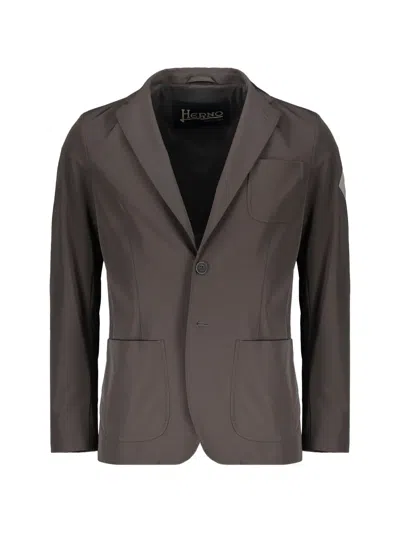 Herno Notch-lapel Patch-pocket Blazer In Brown
