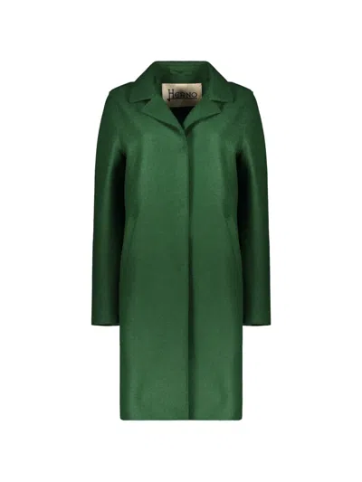 Herno Notch-lapel Single-breasted Coat In Green