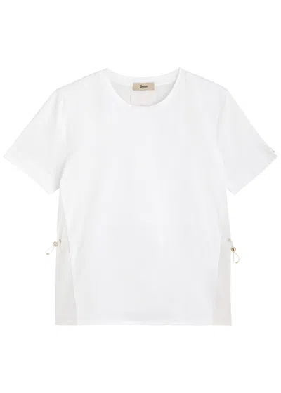 Herno T-shirt In Chic Cotton Jersey And New Techno Taffeta In White