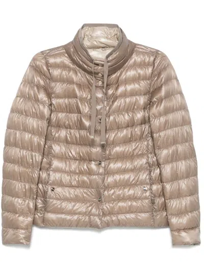 Herno Nylon Down Jacket In Beige