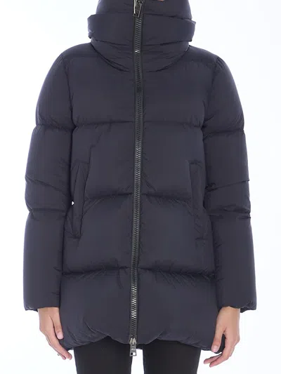Herno High-collar Nylon Down Jacket In Black
