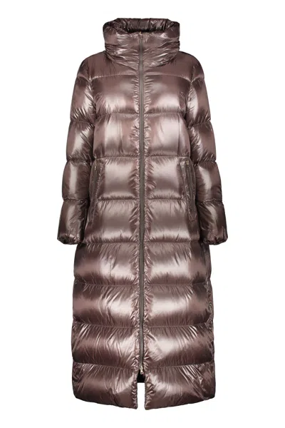 Herno Nylon Down Jacket In Brown